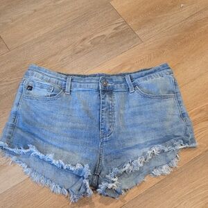 KanCan Light Blue Frayed Jean Shorts